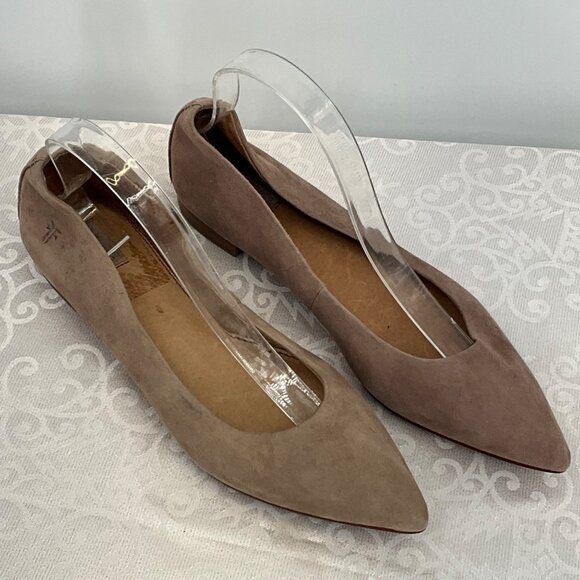 Frye Women's 3472073 Pointed Toe Leather Flats Taupe Size 7M - Picture 3 of 8